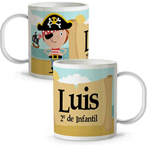 LolaPix Taza plastico personalizada. Taza Plastico Infantil Personalizada. Vaso Infantil Personalizado. Tazas Personalizadas con Nombre SIN BPA. 5 COLORES. Piratas