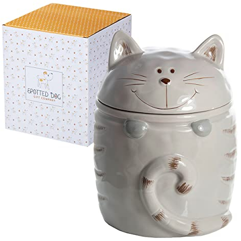 SPOTTED DOG GIFT COMPANY - Keksdose Vorratsdose in Katzen-Form - Aufbewahrungsdose aus Keramik - Geschenk für Katzenliebhaber