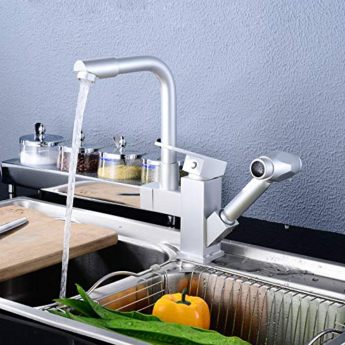 YHSGY Waschtischarmaturen 2-Farbige Küchenarmaturen In Schwarz & Gold Flexibles Küchen-Waschbecken Armaturen-Mischbatterie Drehbare Küchenarmaturen Zum Herausziehen