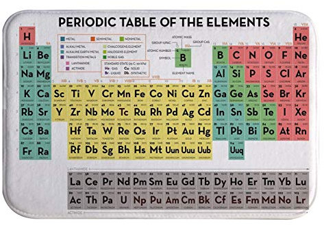 A.Monamour Badematten Badteppiche Badvorleger Bunte Chemie Periodensystem Der Elemente Abstrakt Dekore Flanell Anti-Rutsch Türmatte Runner Teppiche Matte Für Badezimmer Bad Küche 40x60cm