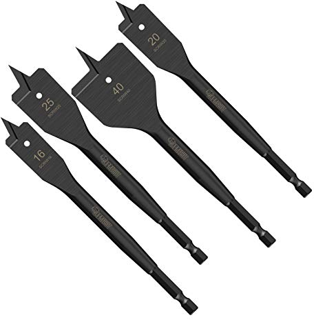4 x SabreCut SCRIWK1 16mm 20mm 25mm 40mm x 152mm Impact Rated Flat Wood Spade Bits for Softwood Hardwood Chipboard