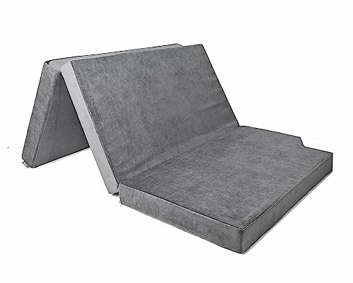 Premium Visco Schlafauflage für V-Klasse | Klappmatratze 185x138x10 cm, Dunkelgrau | Faltbare Matratze für Bus, viskoelastischer Schaum + Kaltschaum