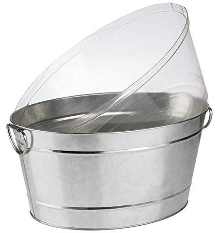 APS 36096 Getränkewanne -TIN-, 50 x 32 cm, H: 23 cm, Metall, verzinkt, PVC, mit Kunststoffeinsatz