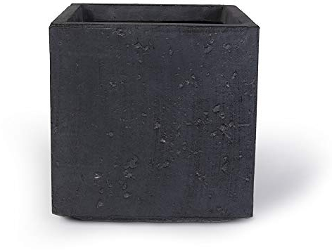 Köhko® Macetero de fibra de vidrio, 40 x 40 x 40 cm, cuadrado gris oscuro