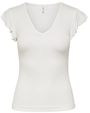 ONLY Women's Onlbelia Cap Sleeve Top JRS Noos T-Shirt, Cloud Dancer, XS