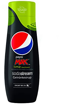 Pepsi Zero Lima Concentrado de Refresco, Sin Azúcar, Prepara hasta 9 l de Bebida, Apto para Todas las Máquinas Gasificadoras de Agua SodaStream, 440 ml