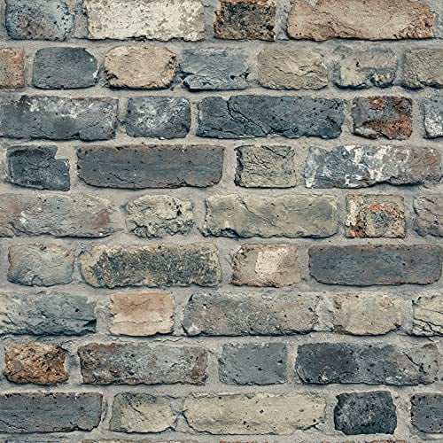Grandeco Industrial Rustic Charcoal Concrete Brick Textured Wallpaper WL2204 Anthracite Grey Brown