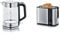 SEVERIN 3420-000 WK 3420 Wasserkocher, 2200, 1.7 liters, Glas-Edelstahl-gebürstet/schwarz & Automatik-Toaster, Inkl. Brötchen-Röstaufsatz, 2 Röstkammern, 800 W, AT 2589, Edelstahl/Schwarz