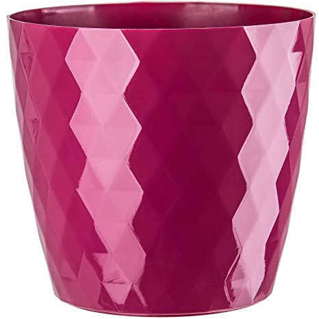 B2C Flowerpot Round Plastic plant pot Crystal Modern Decorative Small Medium Large 7 sizes 9 coolours (Amaranth, 12 cm)