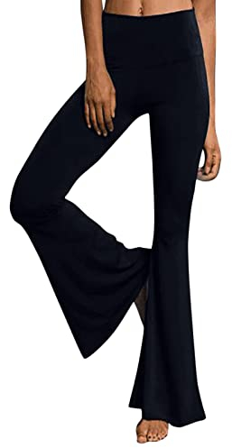 Weiße Glockenhose, fließende Hose, Damenhose, Culotte, Yogahose für Damen, hohe Taille, breites Bein, Palazzo, Unterseite der Glocke, Campinghose, bNavy, M