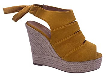 STILL Scarpe Donna Sandali Zeppe Estate Mare Tacco Alto Corda Moda Nuovo HF-59 (Giallo, Numeric_38)