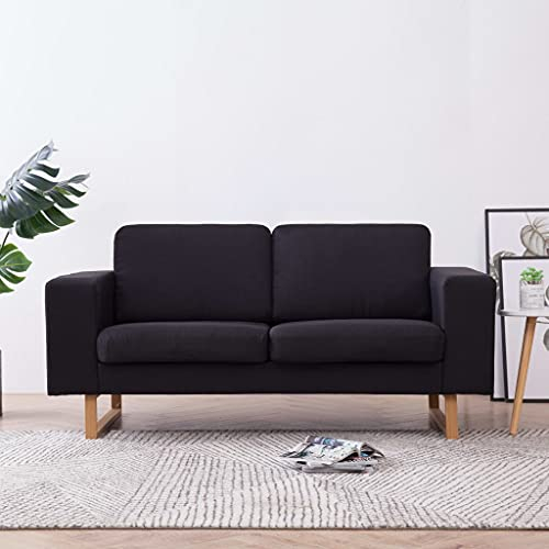 MOONAIRY 2-Sitzer-Sofa, Bodensofa, Chaiselongue, Kleines Sofa, Couch, Cauchsofa, Relaxsofa, Sofas & Couches, Wohnzimmer Sofa, Couch für Wohnzimmer, Stoff Schwarz