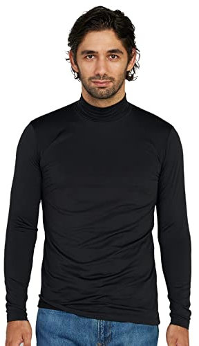 LAPASA Maglia Termica da Uomo con Collo Alto Finto in Micropile - Abbigliamento Termico Traspirante Maniche Lunghe Fodera in Pile Strato Base M102/M123/M132 Nero (Leggero) S