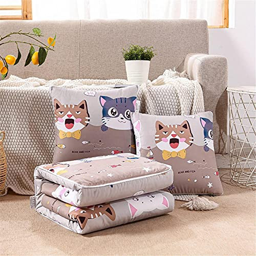goodFarewell Kissendecke 2 in 1​ Reisedecke Kissen Quilt Multifunktionale Kissen Decke Nackenstützkissen Soft & Warm Nap Mat Kissen für Schlafsofa Bürostuhl （Wels）
