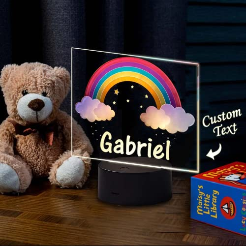 VEELU Nachtlicht Kinder Personalisierte LED Lampe Regenbogen Geschenke Baby mit Name Arcyl Nachtlampe Raumdekoration Geschenk für Mädchen Junge Kinder Geburtstagsgeschenk