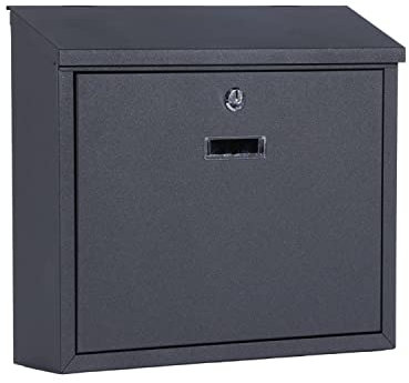 EPROSMIN Wall Mounted Letter Box with Cover | Lockable Post Box Made of Powder Coated Steel | 36cmx32cmx10cm Mail Box | Letter Boxes for Outside with Waterproof Lid | Fittings Included