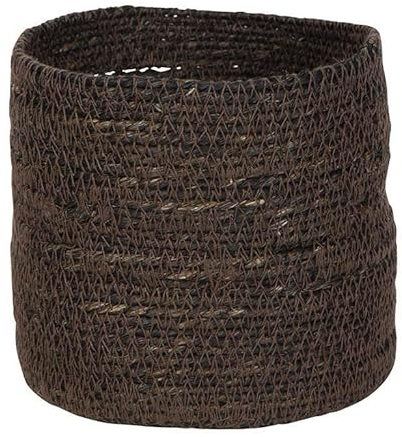 SMPLY. Macetero Semirígido Redondo Cesta Ideal para Macetas o Tiestos Válida para Interiores o Terrazas Cubremacetas De Yute Natural 12 x 12 cm Color Chocolate