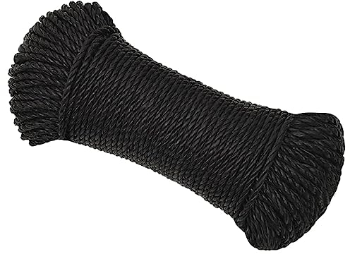 vidaXL Arbeitsseil Bodenarbeitsseil Arbeitsleine Mehrzweckleine Seil Bootsleine Allzweckseil Schnur Tau Leine Gedreht Schwarz 6mm 25m Polypropylen