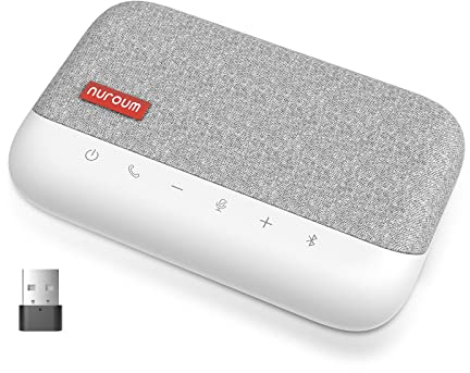 Nuroum A15 Bluetooth Conference Speaker and Microphone, Portable Wireless Speakerphone, 360° Voice Pickup w/Noise Reduction, Connect via Bluetooth/Dongle/USB-A/C to PC/Laptop/Mobile for Teams/Zoom