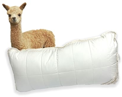 Basic Line AlpakaKopfkissen, mit temperaturregulierender Alpaka Wolle versteppt und gefüllt mit elastischen Faserkügelchen, für einen erholsamen Schlaf, 40x80cm, mittelfest und relativ hoch