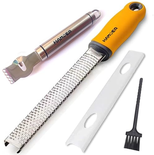 HAMOER Cheese Micro Plane Grater Lemon Citrus Zester Channel Knife Tool Set