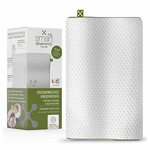 smartsleep smart® Kids Ergonomic Pillow - Ergonomisches Kinderkissen aus CosyPur® Memory-Schaum mit Luftkanälen – Orthopädisches Kopfkissen für Kinder – Formstabiles HWS-Kopfkissen