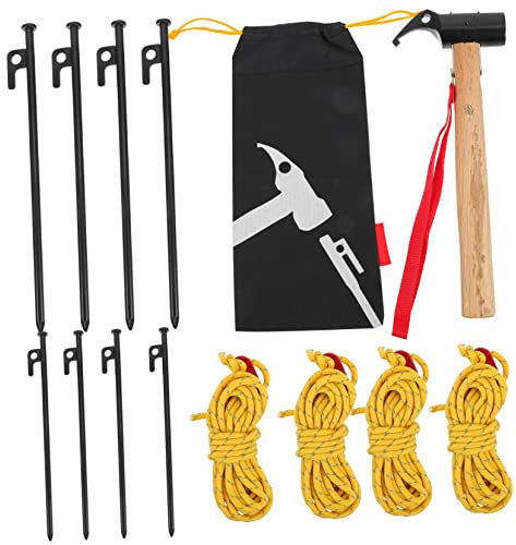 Uonlytech Martillo Mango De Madera para Tienda De Campaña Herramienta De Acampada Juego De Martillos para Perforar Estacas Construcción Camping