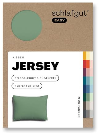 Schlafgut Easy Jersey Kissenbezug 40x60 cm Green Mid mit 100% Baumwolle, superweicher & atmungsaktiver Kopfkissenbezug
