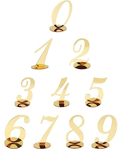 10 Pièces Numéros De Table, Numéro De Table Mariage Or, Numéro De Table Acrylique, Numéro De Table En Ornement, Numéros 0-9, pour Fête De Mariage, Événement, Décoration De Restauration