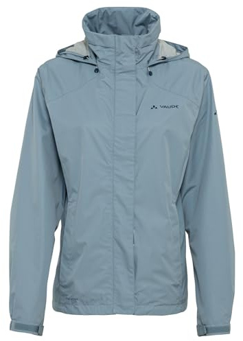 VAUDE Women's Rain Jacket Escape Bike Light nordic blue, waterproof outdoor jacket, breathable biking jacket with hood, eco-friendly hiking jacket, 46
