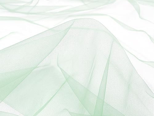 Tüll Stoff Meterware - 160 cm Breite - quer-elastischer, weicher Tüllstoff - Uni Deko Stoff (Mint)