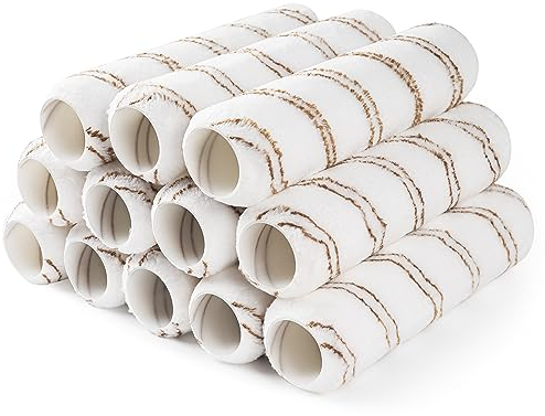 Lot de 12 manchons de rouleau de peinture en microfibre pour peinture sur surfaces lisses et semi-rugueuses 230 mm