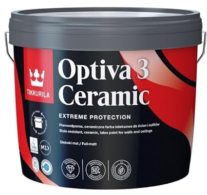Peinture murale, couleur blanche, pour plafond, beige, crème, blanc, Tikkurila Optiva Ceramic Super mat, couleurs claires 9 l