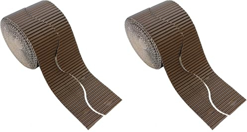 Bright Ideas Corrugated Border Rolls, Brown, 10cm x 7.5m, BI8201 (Pack of 2)