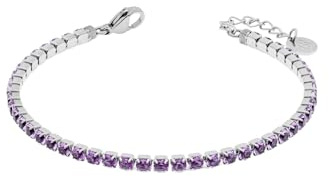Bracciale Tennis Donna Liujo LJ2423 in Acciaio 316l Silver con Zirconi Lilla
