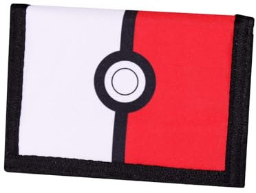Portefeuille Pokémon pour garçons et filles, sac à main à trois volets en toile avec fermeture éclair, porte-monnaie et porte-cartes – Motif Pokéball, excellent cadeau Pokémon, multicolore, Classique