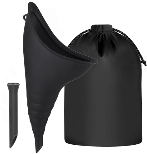 SSKHE Dispositivo di urina Femminile, Urina Portatile per Le Donne, Orinatoio Femminile in Piedi, Tazza di urina Imbuto in Silicone, per all'aperto, attività, Campeggio (Nero)