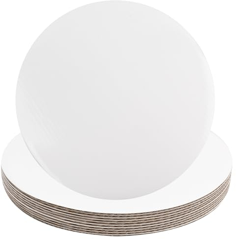 Litinliv 10 Piezas Tableros para Tartas, Bases para Tartas, Base Redonda de Cartón, Tambor de Pastel Bandeja Reutilizable para Tartas, Pizza, Postres, Fiestas de Cumpleaños (blancas)