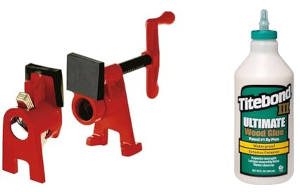 Rohr-Schraubzwinge BPC-H34 & Titebond ZL-141/5 Ultimate Holzleim für den Innen und Außenbereich, wasserfest, 946 ml