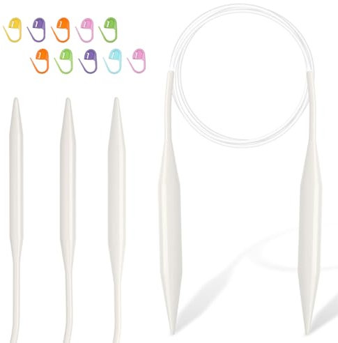 Aeelike Rundstricknadeln 80cm, Rundstricknadel Set 8mm 9mm 10mm 12mm, 80 cm langes Rundstricknadelset, Aluminium Rundstricknadeln große Größen für Chunky Yarn