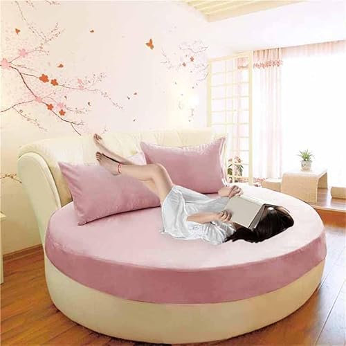 MTHGH Spannbettlaken Rund Matratzenschoner Matratzenauflage Runder Matratzen Topper Spannbettlaken Boxspringbett Atmungsaktiv Mattress Protector(22,Diameter180cm)