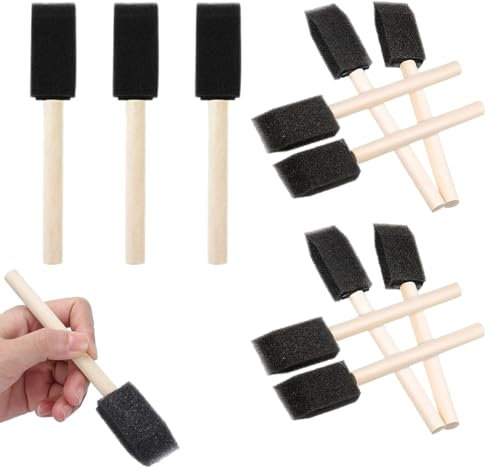 12pcs Foam Brush, Sponge Brush, Paint Sponge, Sponge Brushes for Painting, Made with Wooden And Sponge Craftsmanship, Not Easily Deformed, Suitable for Painting Use