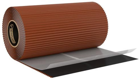 WANDANSCHLUSSBAND | Länge 5m | Breite 300mm | hochwertiges Aluminium und Butyl | Selbstklebend | Dach Kaminanschlussband 2D Struktur Standard (Ziegelrot RAL8004)