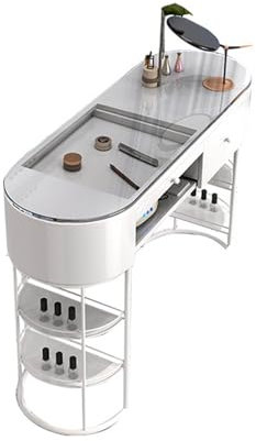 Mesa de Manicura Y Escritorio Para Uñas,mesa Moderna Para Técnicos de Uñas Con Cajones de Almacenamiento Y Estantes Abiertos,estación de Trabajo Profesional Para Salón de Belleza Y Spa de Uñas