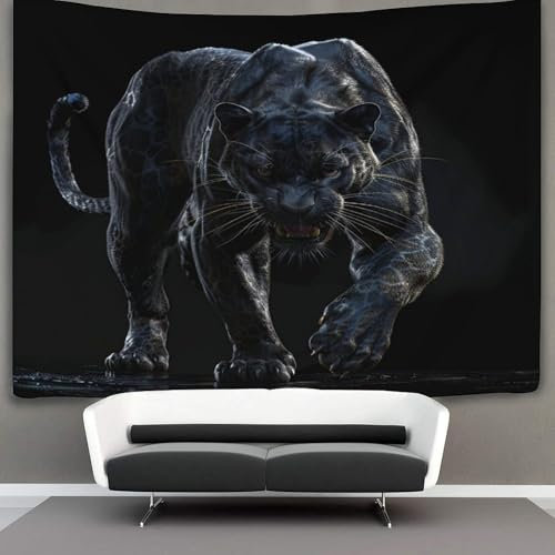 VFKLZCNYR 3D Druck Black Panther Wandteppiche Poster Ornament Wandbehang Wandteppich Wanddeko Wandbehang Für Wohnzimmer Schlafzimmer Tapisserie 130cmx150cm