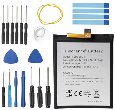 Fuworance 3000 mAh 3,85 V TLP029C1 Ersatzakku kompatibel mit BlackBerry KEYTWO KEY2 LE BBE100-4, BBE100-5, BBE100-1, BBE100-2 Handy Smartphone Lithium Polymer 11,55 Wh Akku + Werkzeugset