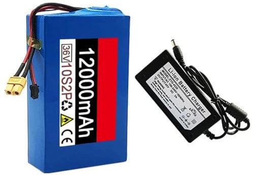 GNIUBBDB 36V 12Ah 10S2P E-Bike Lithium Ion Battery Pack with Charger Built-in BMS for 500W Electric Bicycle Motor XT60 Plug