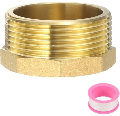 sourcing map Raccords filetés hexagonaux extérieurs en laiton, G1-1/2 mâle en laiton fileté mâle pour eau, huile, gaz