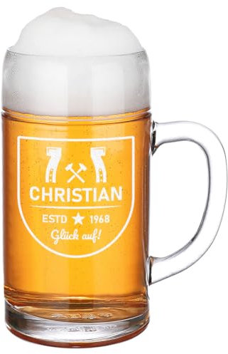 polar-effekt Maßkrug 1,0 Liter mit Motiv Gravur - Oktoberfest Bierglas mit Namen - Bierkrug für Bayern Liebhaber - Geburtstagsgeschenk für Männer