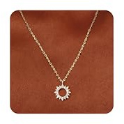 Dochais Kette Sonne Damen - 14K Gold Vergoldet Layering Halskette mit Sun Anhänger, Verstellbar Sonnenkette Goldkette Wasserfest für Frauen Mädchen Geschenke